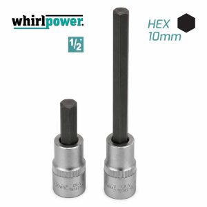 Whirlpower 10mm 1/2-inch drive hex socket bits in 55mm and 140mm lengths